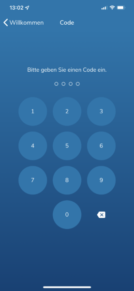 Geben Sie den 4-stelligen Code ein.