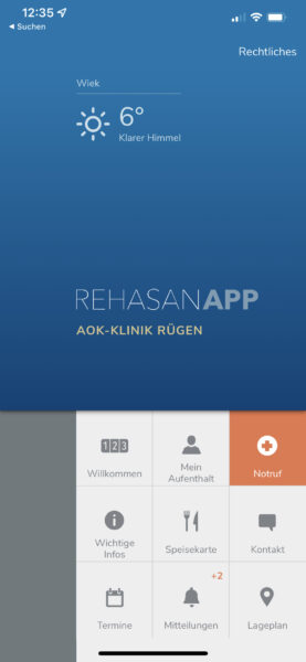 So sieht die App aus, wenn Sie in der Kur sind.